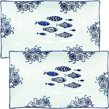 Imagem de Kit 12 Petisqueiras Bowl Grande Travessa Oceano Peixe 550ml