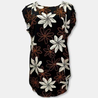 Imagem de Vestido Curto Manga Japonesa Viscolinho Estampado Plus Size - Sarat Mo