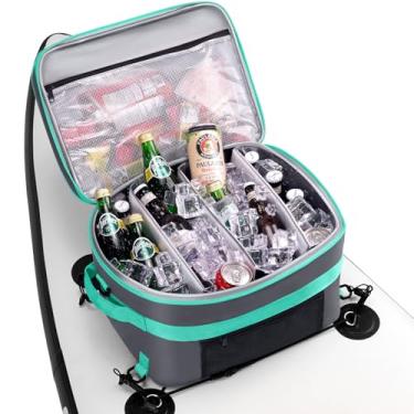Imagem de Refrigerador de prancha de remo de super capacidade, bolsa térmica de stand up paddle impermeável de 25 L, cabe 40 latas, refrigeradores de caiaque com camada superior de PVC transparente, acessórios