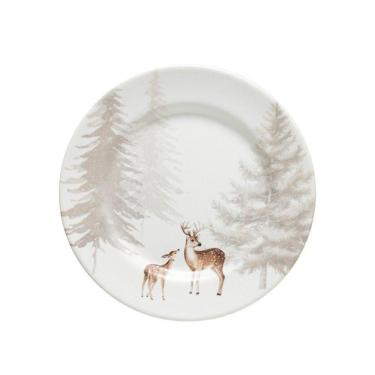 Imagem de Prato De Sobremesa Copa E Cia Aquarelle Natal Em Cerâmica Rena Duo