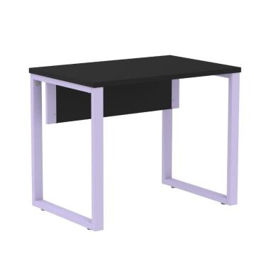 Imagem de Mesa Escritório P25 Tub Pandin 90 Cm (larg) Tampo Mdp Preto Pé Aço Tubular Lilás