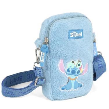 Imagem de Bolsa Stitch Pelucia Transversal Shoulder Disney Feminina Azul - Luxce