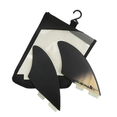 Imagem de Lonnngg Duas quilhas duplas abas duplas quilha nadadeiras de prancha de surfe dupla fibra de vidro lisa parafusos para chave de surf (F2-preto gradiente)