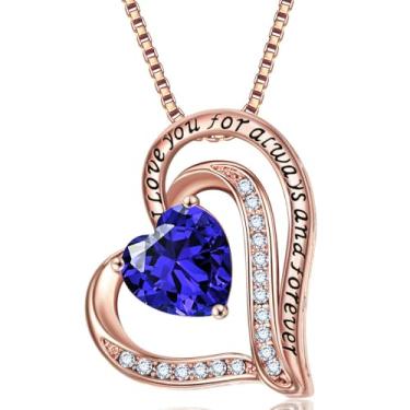 Imagem de Colares com pingente de cristal de pedra do mês de nascimento para mulheres, presente de aniversário dos namorados, dia das mães, colar de namorada, joia de coração de filha, aniversário para ela, ON