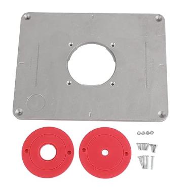 Imagem de Placa de inserção de mesa de roteador de liga de alumínio com inserção de plástico e parafusos de instalação para bancada de marcenaria 300 mm x 235 mm x 9,5 mm