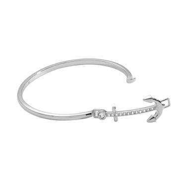 Imagem de Alex and Ani Pulseira de tensão de âncora pavimentada, One Size, Latão, Sem Pedra Preciosa