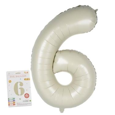 Imagem de 40in Birthday Big Number Balloon - CARGEN Giant Foil Balloons for Women Men Birthday Party Wedding Anniversary Supplies Decorations, Creamy White Six, No.6