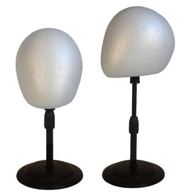 Imagem de FASHION DO - 2 Pacotes De Perucas Ou Chapéus Ajustáveis Isopor Preto, Suporte Para Cabeça Manequim Abstrato (33 A 43 Cm) (Ad02-White Egg)