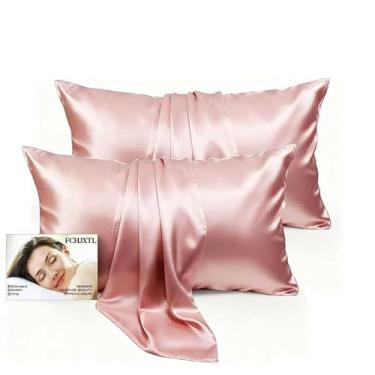 Imagem de Conjunto de 2 fronhas Queen 100% seda - fronha de seda amoreira de luxo 6A para cabelo e pele - antirrugas, refrescante e suave, zíper oculto - fronhas para mulheres dormindo menina, menino, rosa