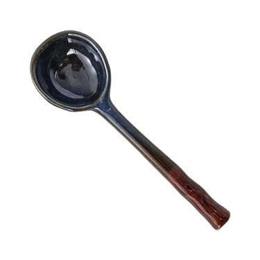 Imagem de Colheres de Jantar Colheres de sopa retrô cerâmica, colher sobremesa, jantar, sorvete, café porcelana, conjunto 2(Blue)