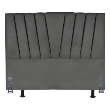 Imagem de Cabeceira Cama Box King 195 Cm Joana Em Linho Com Frame Cinza Escuro