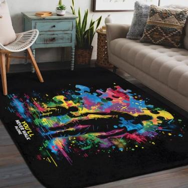 Imagem de Tapete de área para sala de estar, lavável à máquina, autismo, cor masculina, antiderrapante, tapete macio para sala de estar, quarto, sala de jantar, berçário, cozinha, decoração de casa