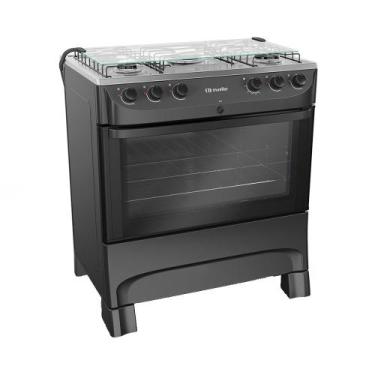 Imagem de Fogão Mueller 5 Bocas MFI5BB Automático Mesa de Inox Forno 81,6 Litros