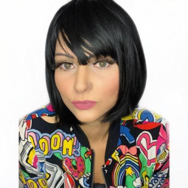 Imagem de Peruca Lace Normal Curta com Franja Fibra Futura - MHAIR