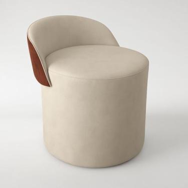 Imagem de Puff Encosto material sintético Suede Redondo Confortável Sala Moderno