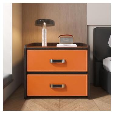 Imagem de SPXMQSS SPXMQSS Mesa de cabeceira com gaveta, armário de cabeceira com 2 gavetas mesa de cabeceira de madeira, mesas laterais de cama sem necessidade de montagem para quarto, sala de estar, 50 x 40 x