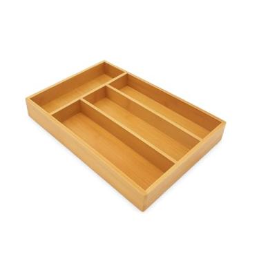 Imagem de Organizador de Talheres para Gaveta 33 × 22 × 3 cm em Bambu & MDF – 4 Divisórias – Design Minimalista Cozinha – Storeasy