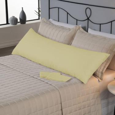 Imagem de Capa de Travesseiro de Corpo Fofuxão 146x46cm – 180 Fios (80% Algodão) com Zíper – Fronha Xuxão Macia e Resistente (Amarelo)