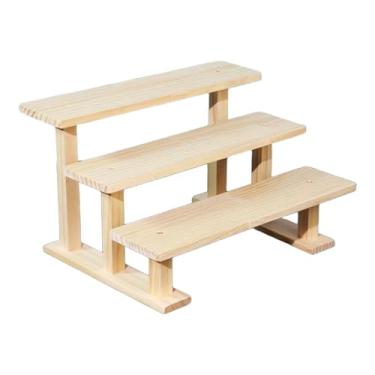 Imagem de Wswqop Suporte de exibição de figuras, organizador de armazenamento, expositor de madeira, suporte para cupcakes, ideal para artesanato, joias e decoração de, 3 Nível 30cm