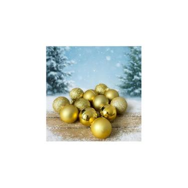 Imagem de Kit Bolas Enfeite de Natal, Rose Gold, 24 Peças, 6cm Diâmetro, Plástico, Decoração Árvore, Alto Relevo e Glitter