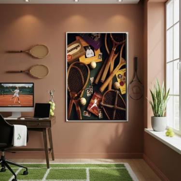 Imagem de Quadro Decorativo Elementos De Tênis-70x50cm Mold Preta - Quadros On-l