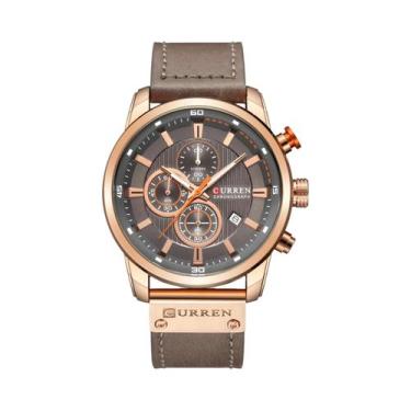 Imagem de Relógio De Quartzo De Couro Masculino Curren 8291 À Prova D'Água Com 6