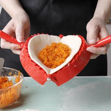 Imagem de 1 máquina de fazer bolinhos de massa - molde de prensa de empanada, pasta de tortilha, crimpador de tortilha, volume de negócios e bolinhos chineses - utensílio de cozinha, vermelho