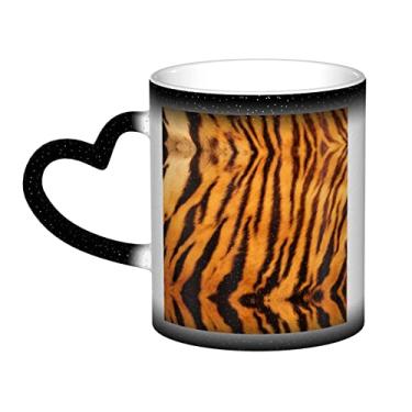 Imagem de Copo de café divertido com estampa listrada de tigre, copo de cerâmica que muda de cor sensível ao calor 12 Oz, para café/chá/leite/cacau, para adolescente/aniversário/festival/presentes