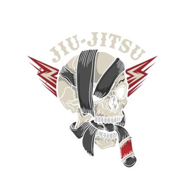 Imagem de Adesivo de Janela Jiu-Jitsu com Caveira, Design de Arte Marcial, Tema Esportivo (3, 18x18cm)