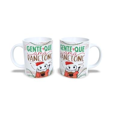 Imagem de Caneca de Cerâmica 325ml Tema Natal, Gente que Ama Panetone, Branca com Estampa Natalina (1)