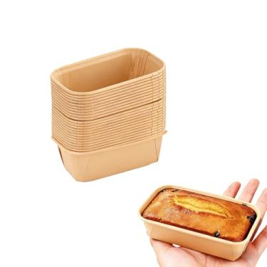 Imagem de 50 peças de formas pequenas de papel para assar, forros de cupcake de pergaminho, forma de pão de papel kraftpaper, molde descartável para forno de congelador de microondas, exibição segura