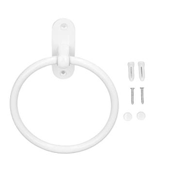 Imagem de Cryfokt Anéis de Toalha de Mão Resistentes, Liga de Alumínio, Economia de Espaço, Suporte de Toalha de Banheiro para Casa, Hotel, Estilo Elegante Branco, 9.5x16.3cm