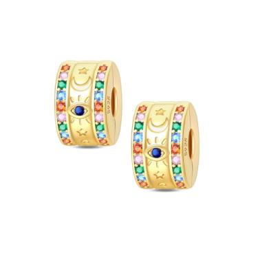 Imagem de QIKAOLA Pingentes com clipe dourado para pulseiras Pandora, espaçadores, berloques, joias, presente para mulheres