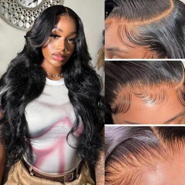 Imagem de Perucas frontais de renda KINNIS Body Wave de 18 polegadas com 200% de