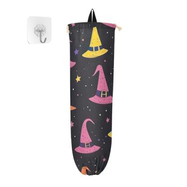 Imagem de xigua Chapéus de bruxa suporte de saco plástico suporte de parede com cordão, pacote com 2, saco de compras reutilizável decoração organizadora para bolsas, meias, roupas íntimas e gravatas