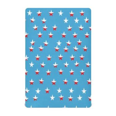 Imagem de CEBUGI Lençol de berço elástico para bebês, meninos e meninas, estrelas vermelhas e brancas, portátil, pacote N Play, lençol com elástico para crianças, material neutro, ultra macio, colchão infantil