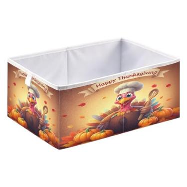 Imagem de STAYTOP Caixas de armazenamento de peru de Ação de Graças, cestas de armazenamento dobráveis para organizar livros, prateleiras, armário, caixa de armazenamento grande, caixas organizadoras