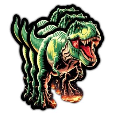 Imagem de Adesivo de dinossauro T-Rex de 3 peças, decalque de vinil verde realista tiranossauro Rex para crianças, meninos, amantes do jurássico, laptops, garrafas de água, carros e capacetes (7,6 cm) (normal