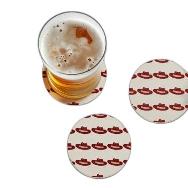 Imagem de Porta Copos Com Ilustração Personalizada Chapéu De Cowboy Tema Oeste - Tamanho 10x10 cm