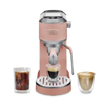 Imagem de De'Longhi Máquina de café expresso compacta Dedica Duo – cafeteira fria com espumador de leite - para café expresso, café quente e gelado, cappuccinos, lattes e barista caseiro, rosa rosé