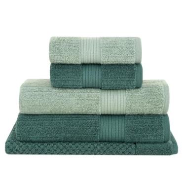 Imagem de Buddemeyer, Buddemeyer Jogo de Toalha de Banhão 5 Peças Fio Penteado Premium Alta Absorção Luxo Cor:Verde C. 3265 e Verde E. 3074