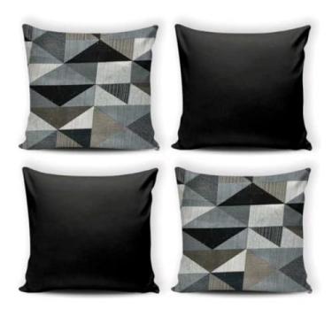 Imagem de KIT 4 ALMOFADAS CHEIAS DECORATIVAS 45x45 CENCHIMENTO(GEOMÉTRICO CINZA cPRETO)