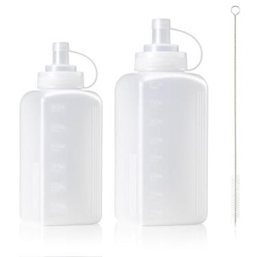 Imagem de Yiyiring Pacote com 2 frascos de espremer condimentos boca larga, 765 g 590 ml frascos transparentes com tampa para molhos grossos, garrafa espremida maionese, dispensador de salsa, frascos grandes