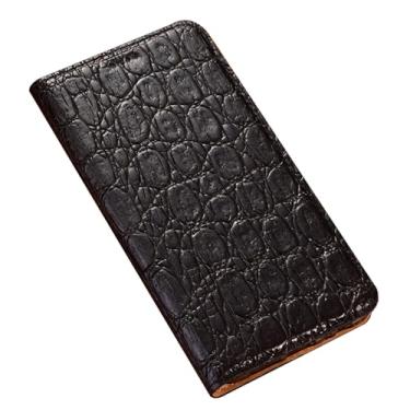 Imagem de POYUFRG Capa flip para Honor Magic 8 Pro/Magic 8, capa de telefone carteira de couro genuíno com slots de cartão fecho magnético capa de suporte, preta, 8 Pro