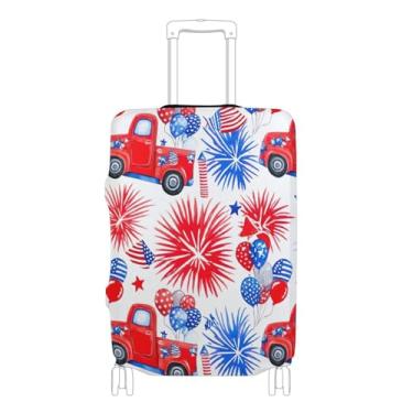 Imagem de Joisal Capas de mala estéticas para protetores de bagagem personalizadas vintage caminhão vermelho 4th of July Vacation Essentials mala manga, P, serve para estojo de 45 a 50 cm, Caminhão vermelho