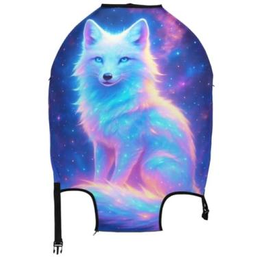 Imagem de Joisal Galaxy Neon Fox Protetor de Bagagem Capas de Viagem Proteção Acessórios de Viagem para Mulheres Estampa, galáxia neon Fox, XL, Fits 29-32 Inch Case, Capa de mala