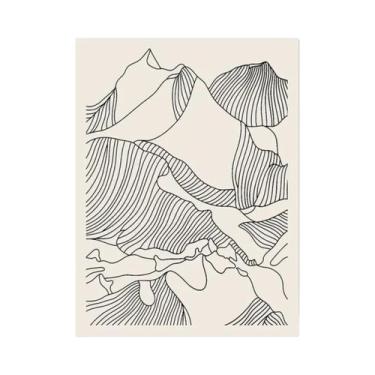 Imagem de Pintura Em Tela Abstrata Preto E Branco Montanhas Nórdicas Arte De Par