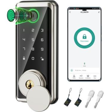 Imagem de Fechadura de porta inteligente Sophia Keyless Entry Deadbolt Satin Nic