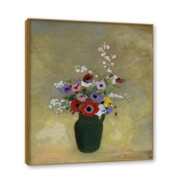 Imagem de NHLDZYH Moldura de madeira de teca. Flores clássicas natureza morta pintura em tela retro buquê de flores pinturas estilo country decoração de parede para cozinha e sala de estar. B34. 40 x 48 cm