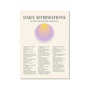 Imagem de Impressão de pôster de arte de parede com citações diárias de afirmação positiva gradiente aura pintura estética impressões de sala de estar decoração de casa (SKU2,11 x 14 pol. = (28 x 35 cm), sem